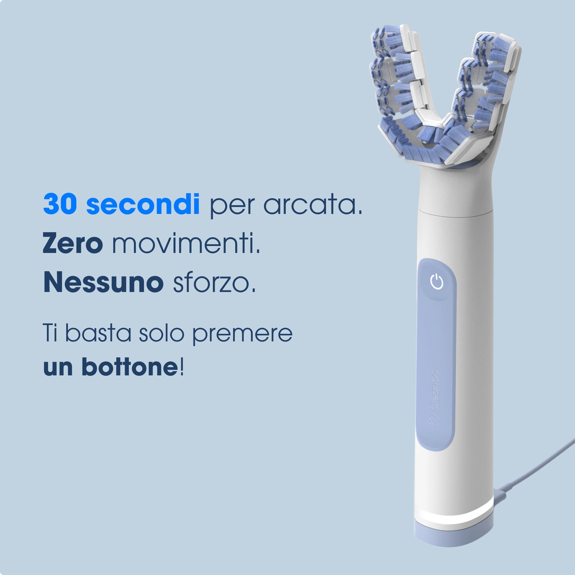 Spazzolino elettrico Smartbrush con testina a U, pulizia rapida in 30 secondi per arcata.